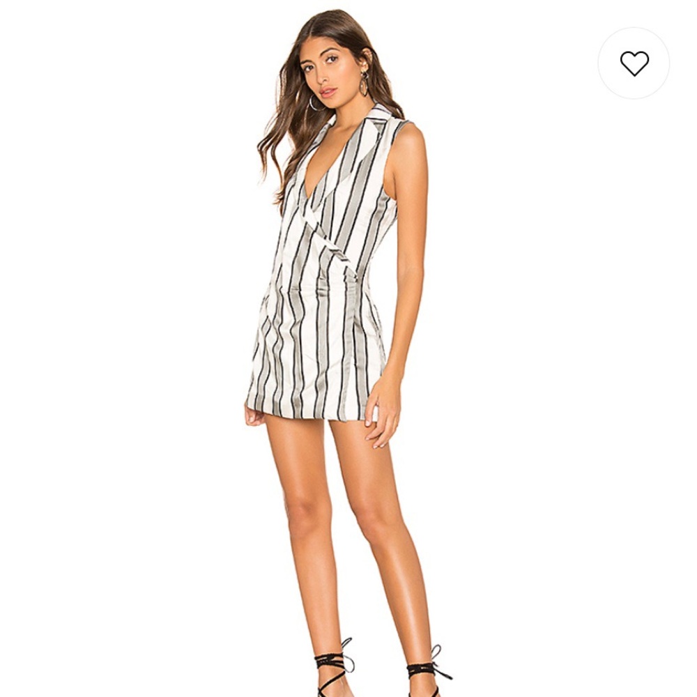 NBD Black and White Striped Jumpsuit